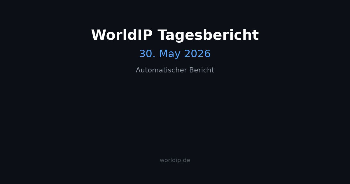 WorldIP Tagesbericht 30. May 2026